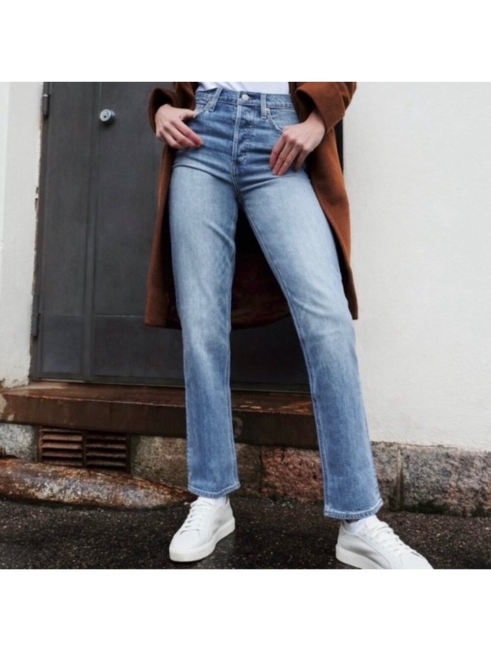 Aritzia Denim Forum The Arlo High Rise Straight 28L Button Fly
